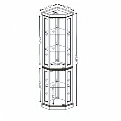 Bellemave® Corner Curio Cabinet with Tempered Glass Doors and Adjustable Shelves, Wine Bar China Cabinet for Living Room Liquor Storage Bellemave®