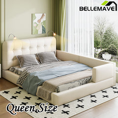 Bellemave® Queen Size Upholstered Platform Bed with 2 Reading Lights