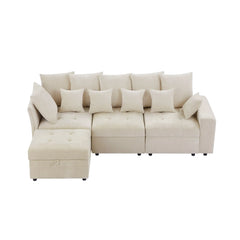 Bellemave® 96.45" Modular Sofa Couch with Three USB Ports, a Removable Storage Ottoman and Five Back Pillows Bellemave®