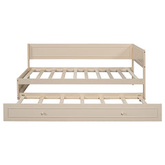 Bellemave® Twin Size Wood Daybed with Trundle and Guardrail