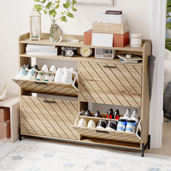 Bellemave® Shoe Cabinet with 4 Flip Drawers & Open Shelves