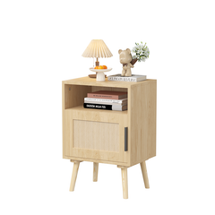 Bellemave® Rattan Nightstand with Door Open Shelf