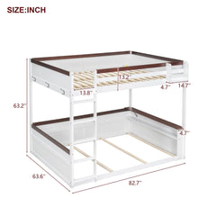 Bellemave® Queen Size Wooden Bunk Bed with Built-in Shelves,Storage Box,LED Light and USB Charging Station