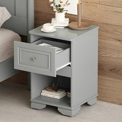 Bellemave® Elegant Design Nightstand with Metal Handle,Drawer and Open Shelf