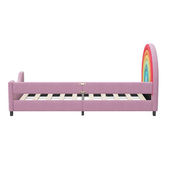 Bellemave® Twin Size Rainbow Upholstered Daybed,Cute Style Princess Bed