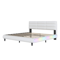 Bellemave® King Size Upholstered Platform Bed with LED Light Strips