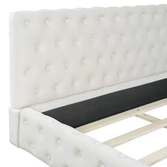 Bellemave® Queen Size Velvet Upholstered Platform Bed, with Luxurious Diamond Grid Headboard Bellemave®