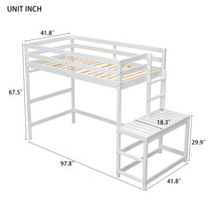 Bellemave® Twin Size High Loft Bed with Ladder landing Platform, Ladders and Guardrails