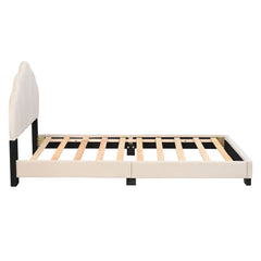 Bellemave® Twin Size Platform Bed with Shell Design Headboard