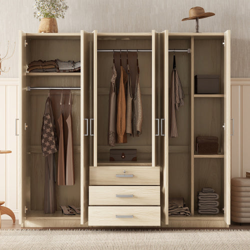 Bellemave® 6-Doors Wooden Wardrobe Storage with Big Drawers