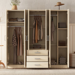 Bellemave® 6-Doors Wooden Wardrobe Storage with Big Drawers