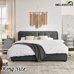 Bellemave® Storage Upholstered Hydraulic Platform Bed with Integrated Headboard