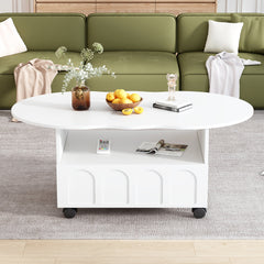 Bellemave® Cloud Top Side Table with 2 Brake Wheels and Drawer