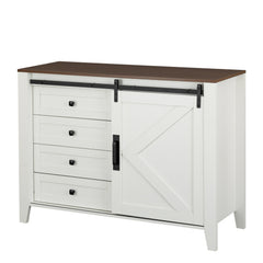 Bellemave® Drawer Dresser Cabinet with Slide the Barn Door, Four Drawers and Metal Handle