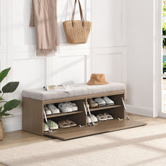 Bellemave® 49" Shoe Storage Bench Entryway with Padded Seat Cushion and Double Doors