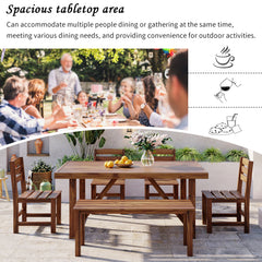 Bellemave® 6-Piece High-quality Acacia Wood Outdoor Table and Chair Set