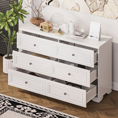 Bellemave® 6 Drawers Elegant Design Wooden Dresser with Metal Handles