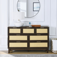 Bellemave® Modern Rattan Dresser with 7 Drawers