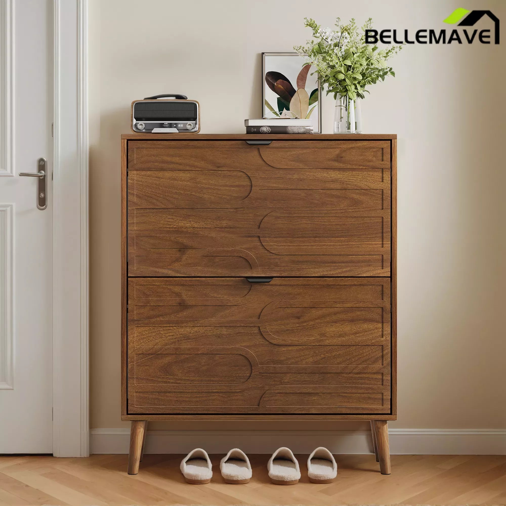 Bellemave® Shoe Cabinet Storage for Entryway with 2 Flip Drawers, Hidden Slim Shoe Organizer Rack Cabinet Bellemave®