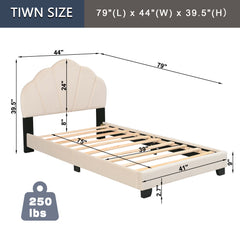 Bellemave® Twin Size Platform Bed with Shell Design Headboard