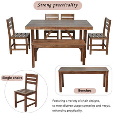 Bellemave® 6-Piece High-quality Acacia Wood Outdoor Table and Chair Set