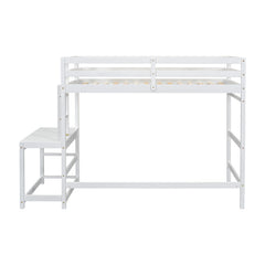 Bellemave® Twin Size High Loft Bed with Ladder landing Platform, Ladders and Guardrails