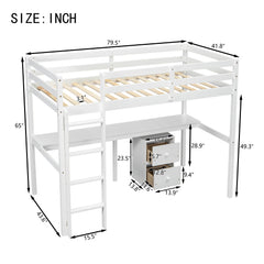 Bellemave® Twin Size Loft Bed with Built-in Desk, a Storage Cabinet of 2 Drawers, Guardrails and Ladder