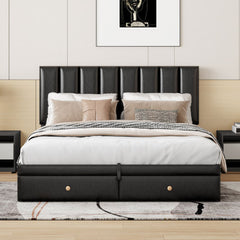 Bellemave® Upholstered Platform Bed with Hydraulic Storage System and Drawer Bellemave®