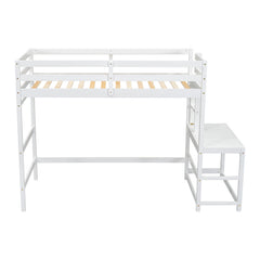 Bellemave® Twin Size High Loft Bed with Ladder landing Platform, Ladders and Guardrails