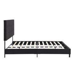 Bellemave® King Size Upholstered Platform Bed with Linen Fabric Headboard and Wood Slat Support