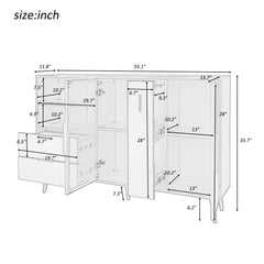 Bellemave® Featured Two-door Storage Cabinet with Two Drawers and Metal Handles