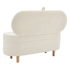 Bellemave® Elegant Upholstered Sherpa Fabric Storage Ottoman with Wood Legs