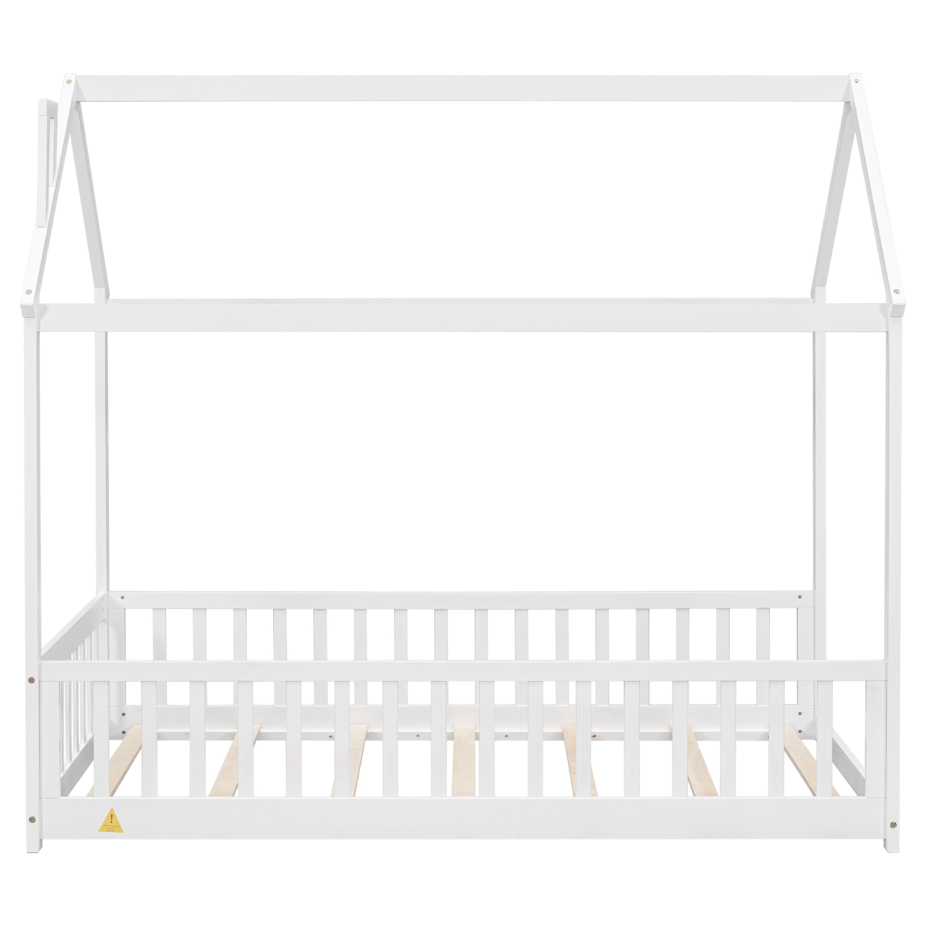 Bellemave Twin Size Wood House Bed with Guardrails and Slats Bellemave