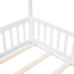 Bellemave Twin Size Wood House Bed with Guardrails and Slats Bellemave