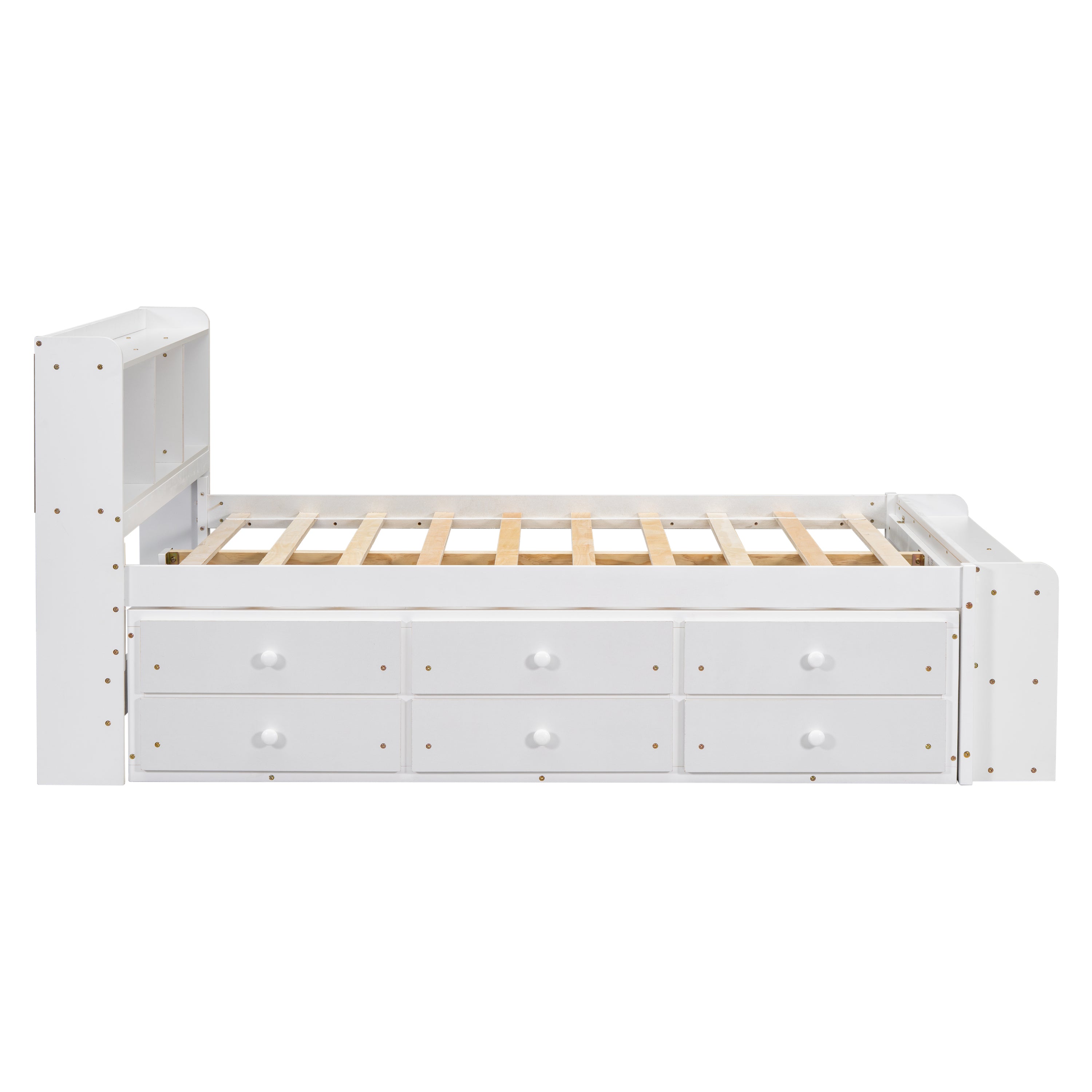 Bellemave® Full Size Platform Bed with Bookcase Headboard, Under bed Storage Drawers and Bed End Storage Case Bellemave®
