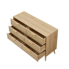 Bellemave® 6 Double Dresser with Rattan Drawers