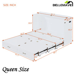 Bellemave® Murphy Bed Wall Bed with Drawer and A Set of Sockets & USB Ports, Pulley Structure Design