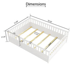 Bellemave® Montessori Wooden Children's Floor Bed with Super High Security Barrier and Door Bellemave®