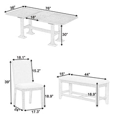 Bellemave® 6-Piece Extendable Dining Table Set with Upholstered Dining Chair and Bench