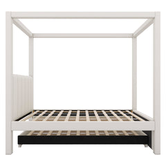 Bellemave® Upholstered Canopy Platform Bed with Trundle and Three Storage Drawers