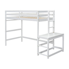 Bellemave® Twin Size High Loft Bed with Ladder landing Platform, Ladders and Guardrails