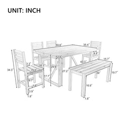 Bellemave® 6-Piece High-quality Acacia Wood Outdoor Table and Chair Set