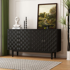 Bellemave® Modern 4-Door Sideboard with Convex Pattern Doors and 2 Silver Handle