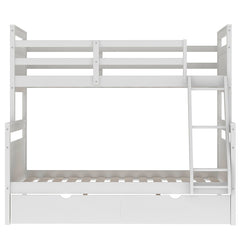 Bellemave® Twin over Full Bunk Bed with Ladder, Safety Guardrail and 2 Storage Drawers