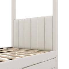 Bellemave® Upholstered Canopy Platform Bed with Trundle and Three Storage Drawers