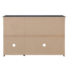 Bellemave® Retro 3-Door Accent Cabinet with Space Artificial Rattan Doors and Metal Handles