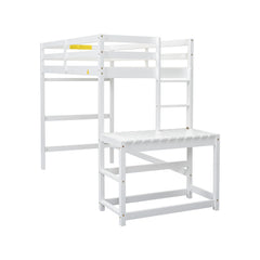 Bellemave® Twin Size High Loft Bed with Ladder landing Platform, Ladders and Guardrails