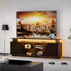 Bellemave® Gaming TV Stand with Power Outlet and LED Light,for TVs 75 inch and Below