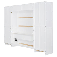 Bellemave® Queen Size Murphy Bed Wall Bed with Closet ,Drawers and Shelves