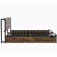 Bellemave® Full Size Metal Platform Bed with 4 Drawers, Sockets and USB Ports